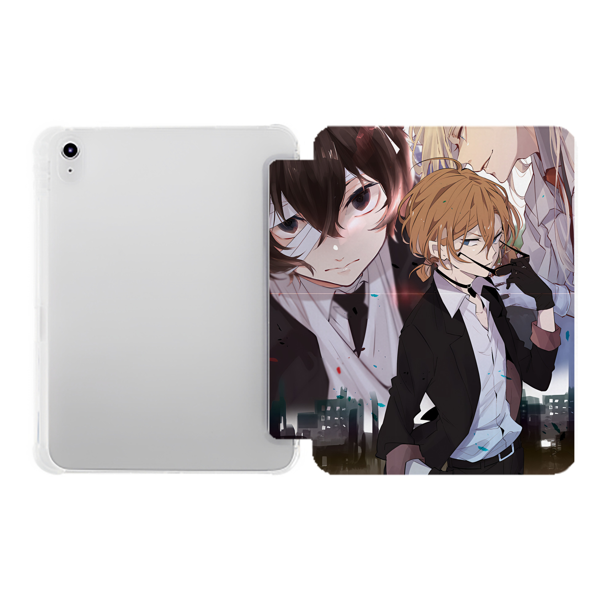 （画像用） 文豪ストレイドッグス Bungo Stray Dogs IPad ケース ペン収納付き 三つ折りスタンド PUレザー×シリコン 対応機種9.5/10.5/10.9インチ